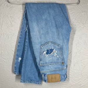 &Denim by H&M Boyfriend Low Waist Distressed Blue Jeans Women's Size 0